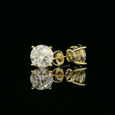 Brilliant Round Diamond Stud Earrings | 4ct VVS | 8mm