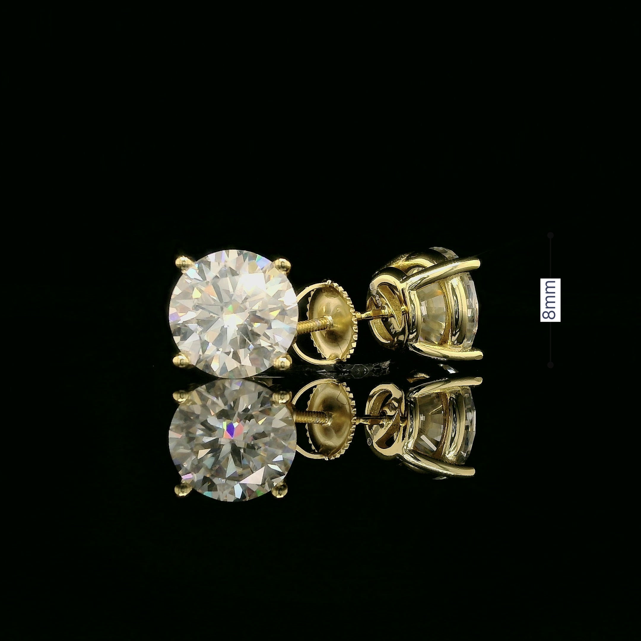Brilliant Round Diamond Stud Earrings | 4ct VVS | 8mm