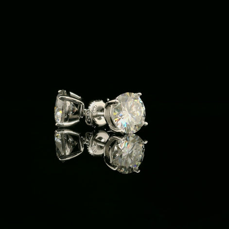 Brilliant Round Diamond Stud Earrings | 4ct VVS | 8mm
