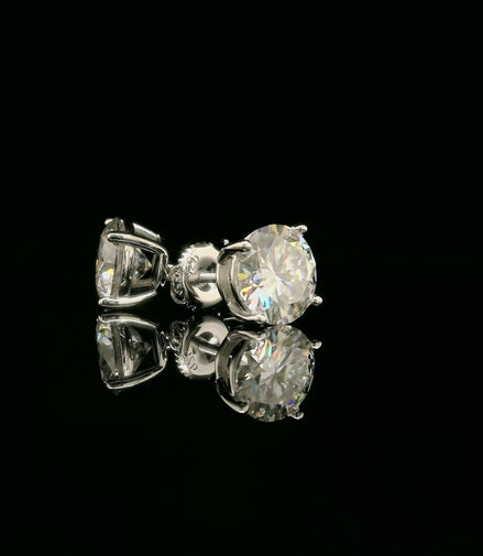 Brilliant Round Diamond Stud Earrings | 4ct VVS | 8mm