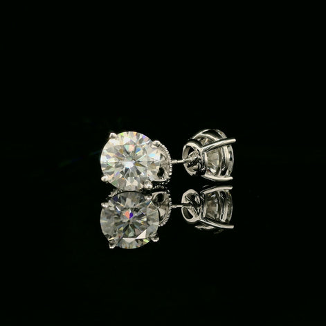 Brilliant Round Diamond Stud Earrings | 4ct VVS | 8mm