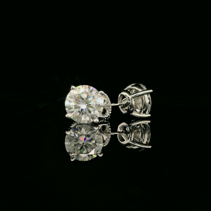 Brilliant Round Diamond Stud Earrings | 4ct VVS | 8mm