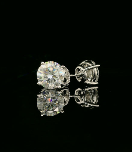 Brilliant Round Diamond Stud Earrings | 4ct VVS | 8mm