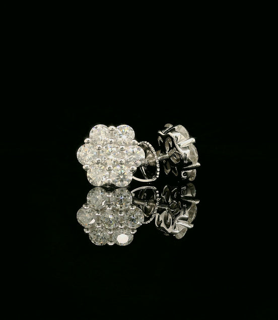 Dazzling Diamond Flower Cluster Stud Earrings | 1.4ct VVS | 9mm