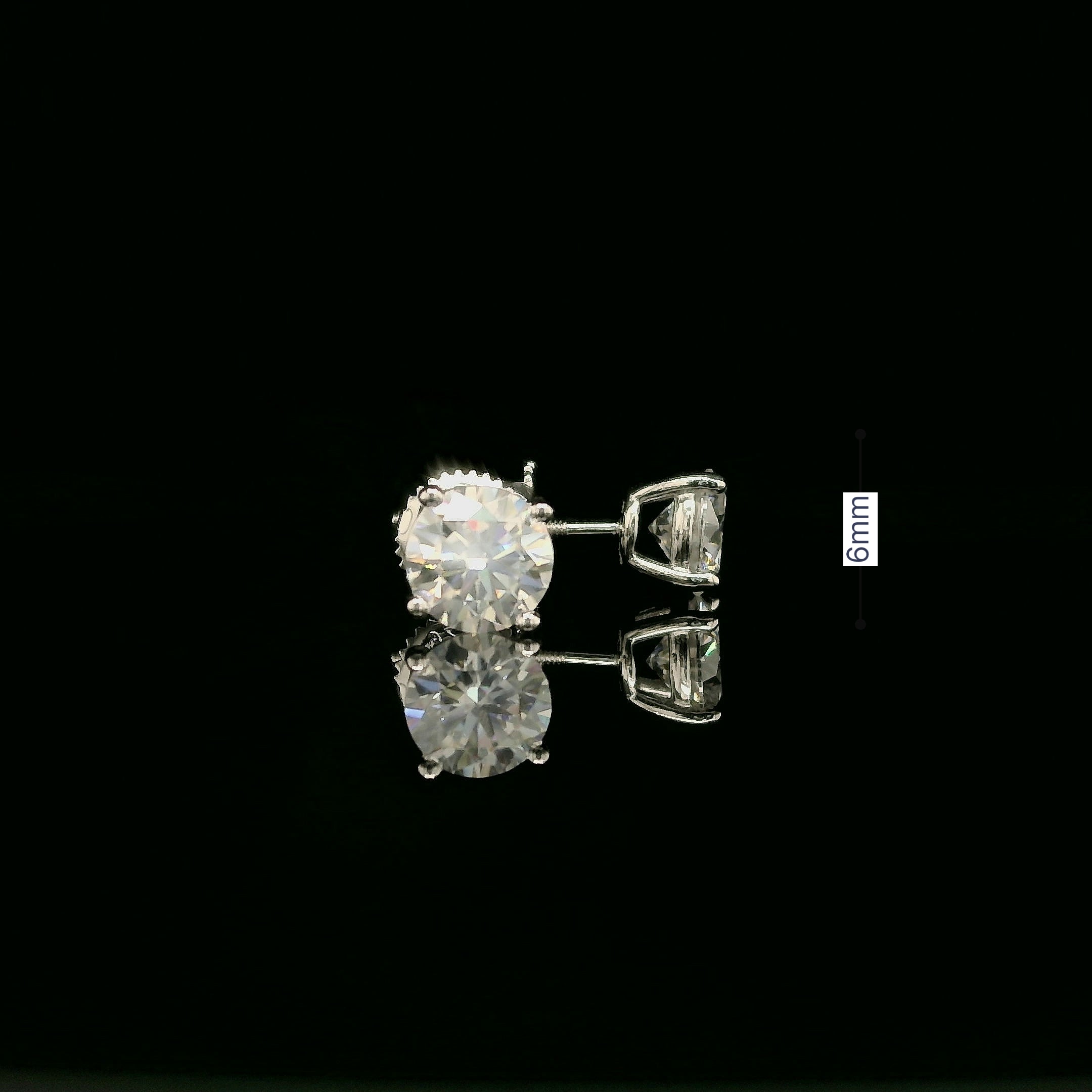 Brilliant Round Diamond Stud Earrings | 1.6ct VVS | 6mm