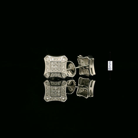 Dazzling Diamond Pave Square Stud Earrings | 8mm | VVS