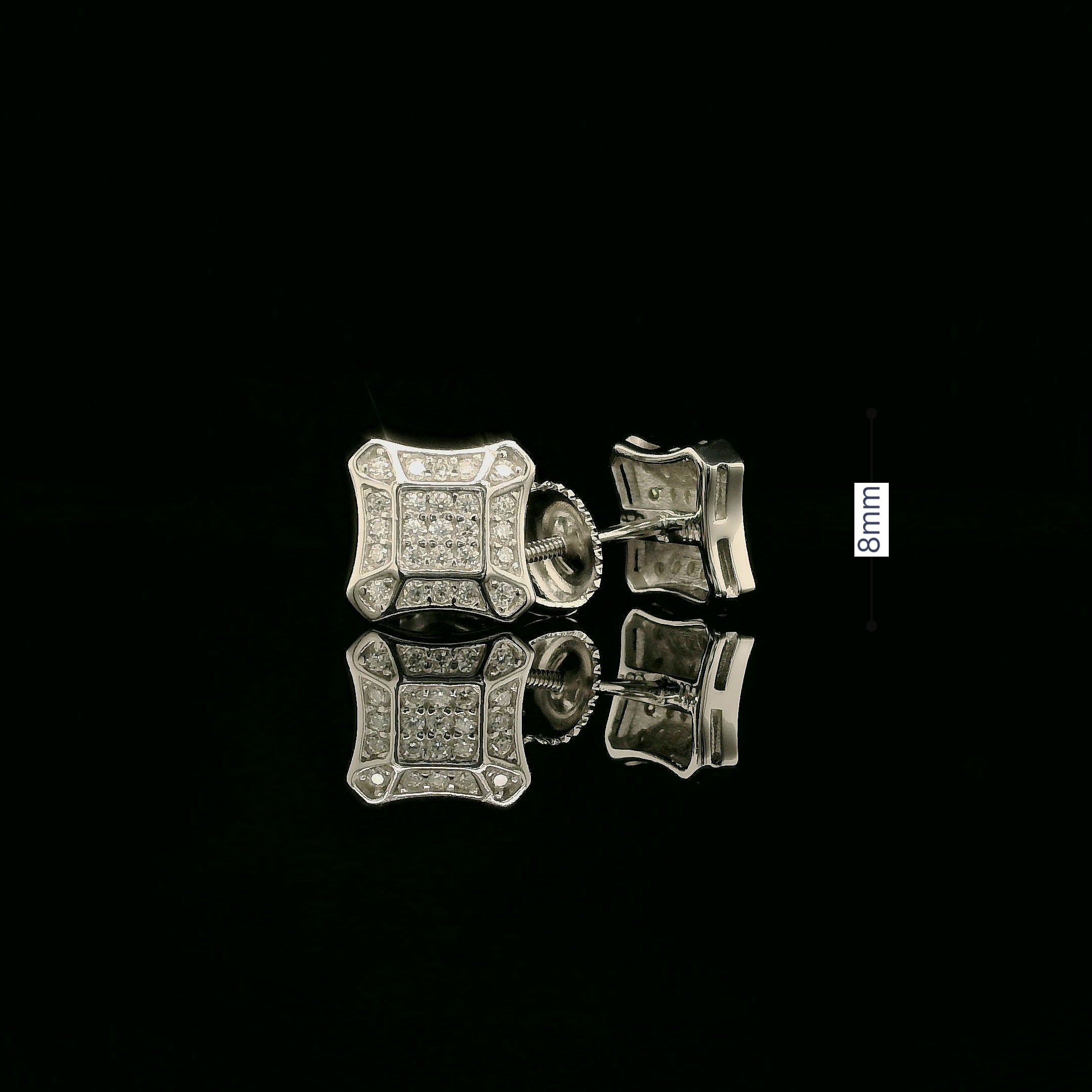 Dazzling Diamond Pave Square Stud Earrings | 8mm | VVS
