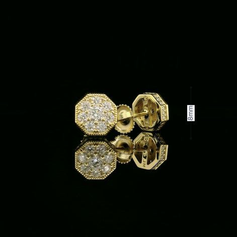 Dazzling Diamond Octagon Stud Earrings | 8mm | VVS