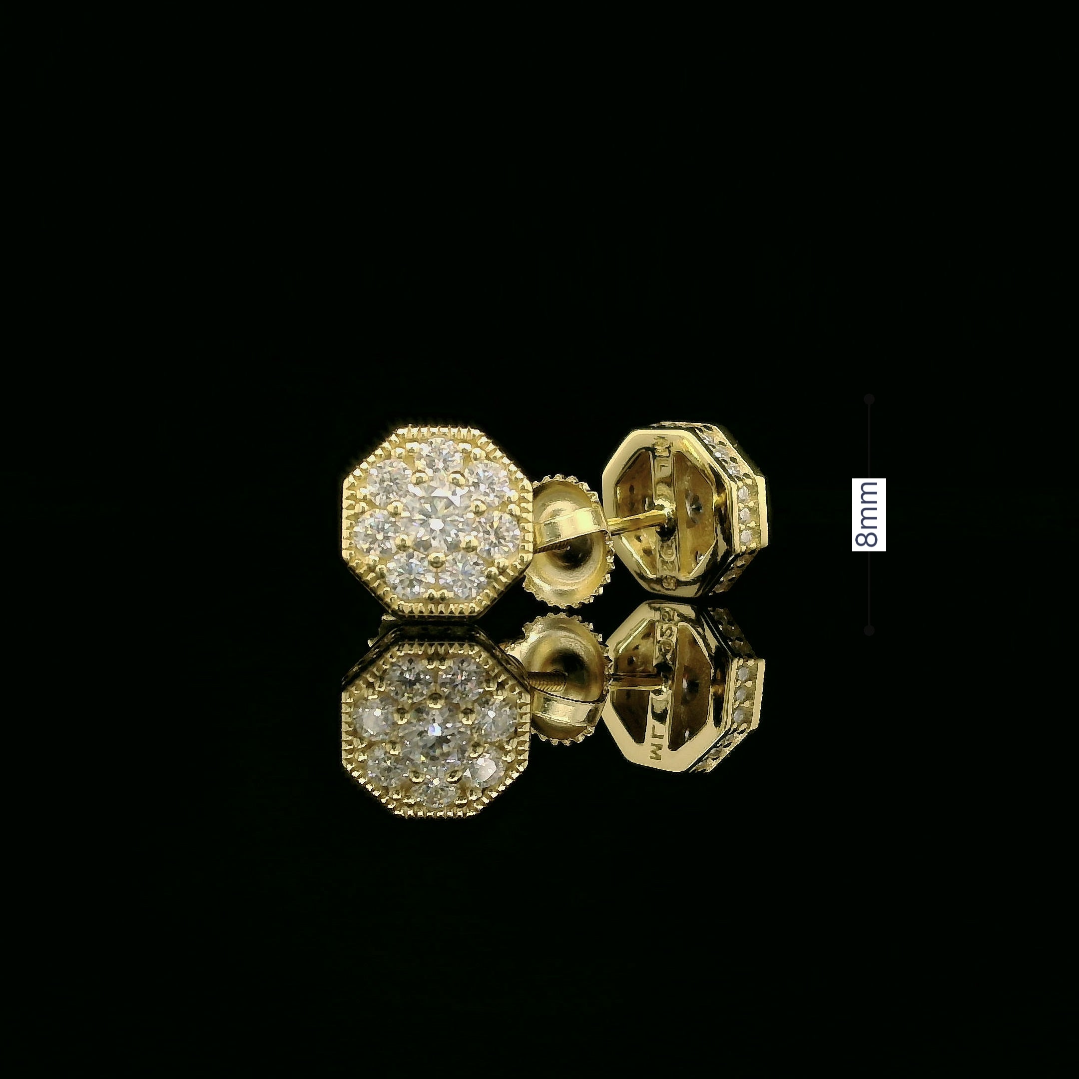 Dazzling Diamond Octagon Stud Earrings | 8mm | VVS