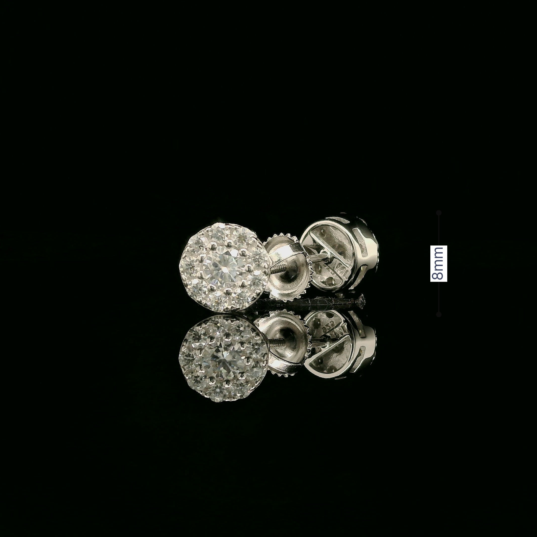 Brilliant Diamond Cluster Stud Earrings | 8mm | VVS