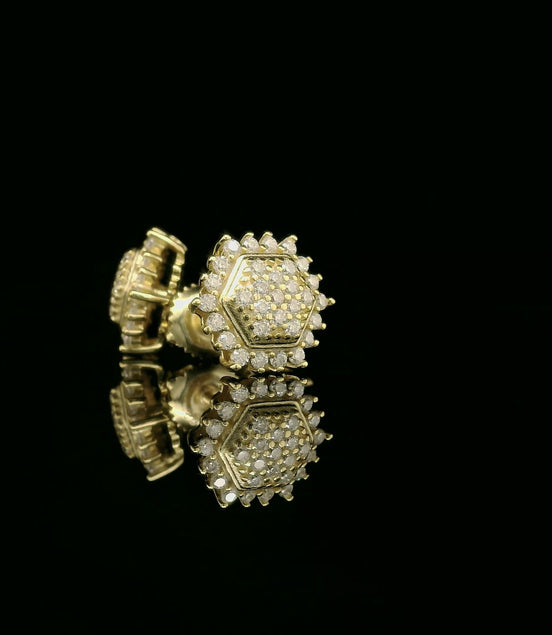 Dazzling Diamond Hexagon Cluster Stud Earrings | 10mm | VVS