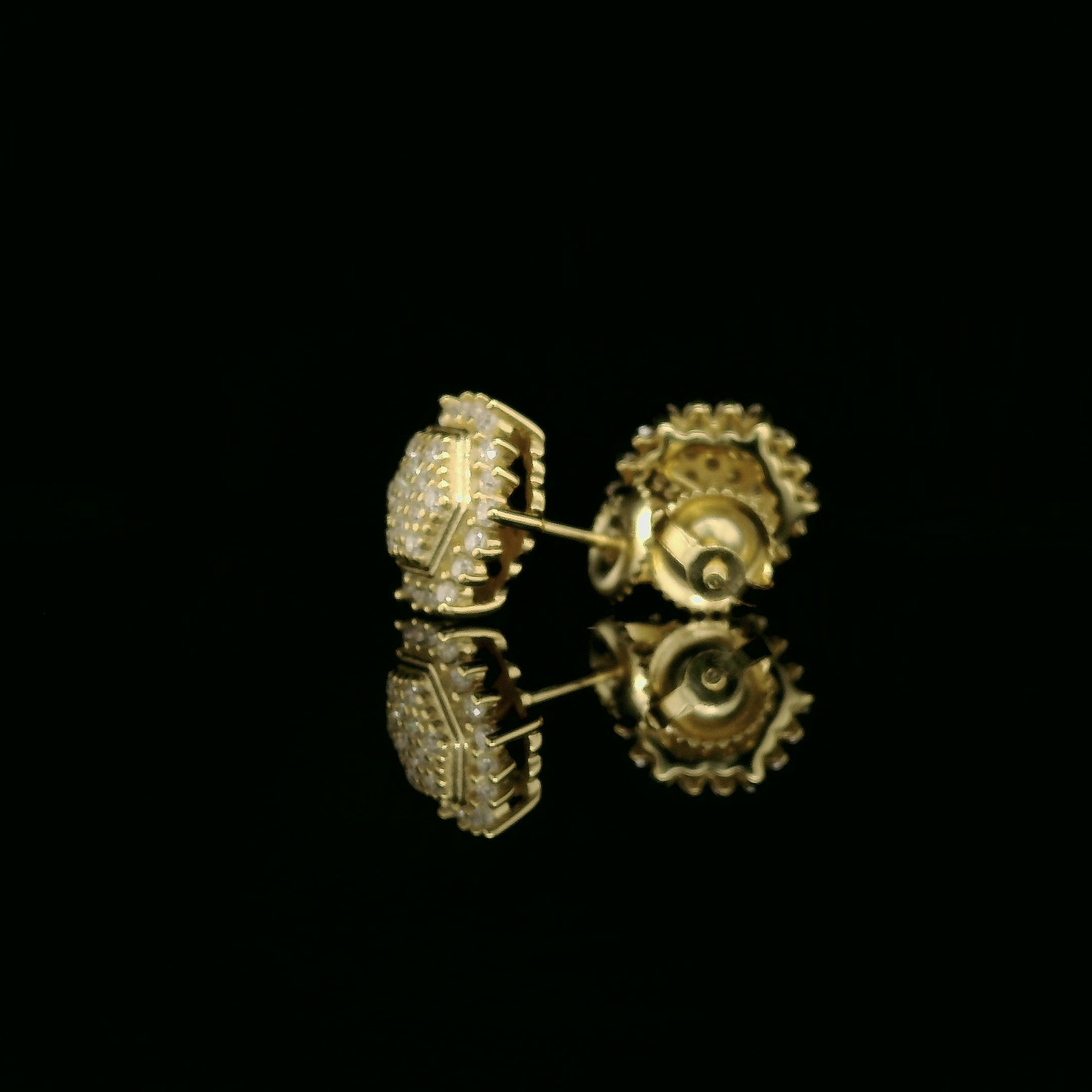 Dazzling Diamond Hexagon Cluster Stud Earrings | 10mm | VVS