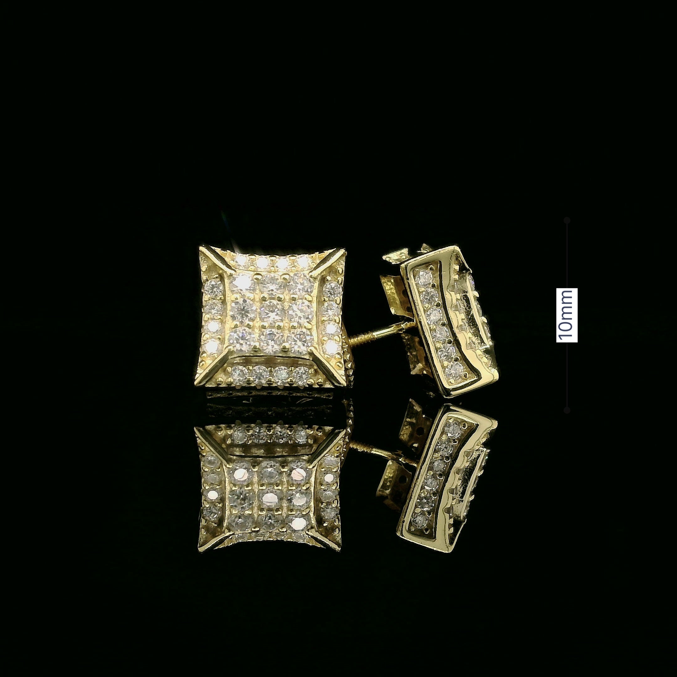 Dazzling Diamond Square Stud Earrings | 10mm | VVS