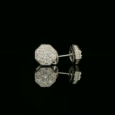 Dazzling Diamond Octagon Stud Earrings | 8mm | VVS