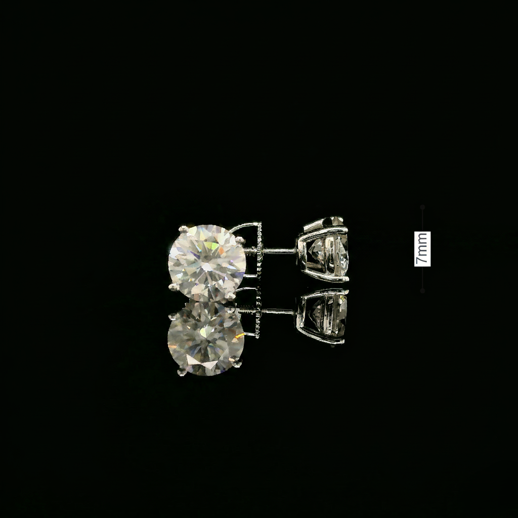 Brilliant Round Diamond Stud Earrings | 1.2ct VVS | 7mm