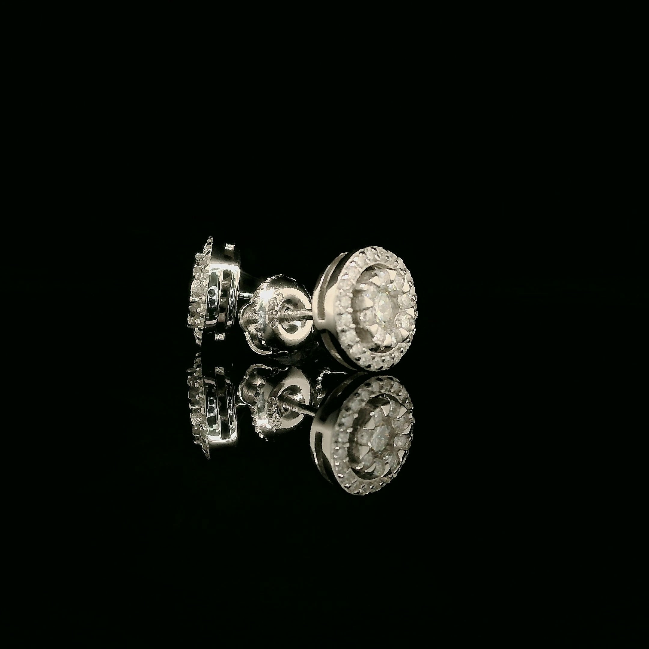 Dazzling Diamond Halo Stud Earrings | 9mm | VVS