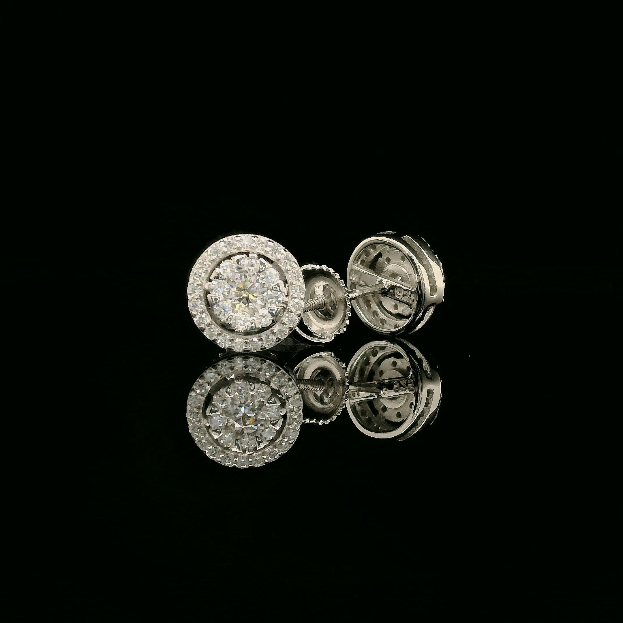 Dazzling Diamond Halo Stud Earrings | 9mm | VVS