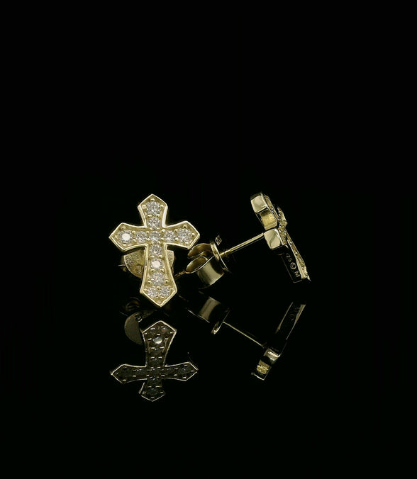 Iced Out Diamond Cross Stud Earrings | 12mm | VVS