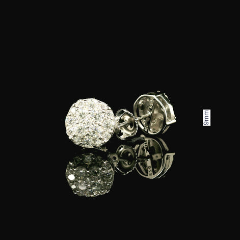 Dazzling Round Diamond Pave Stud Earrings | 9mm | VVS