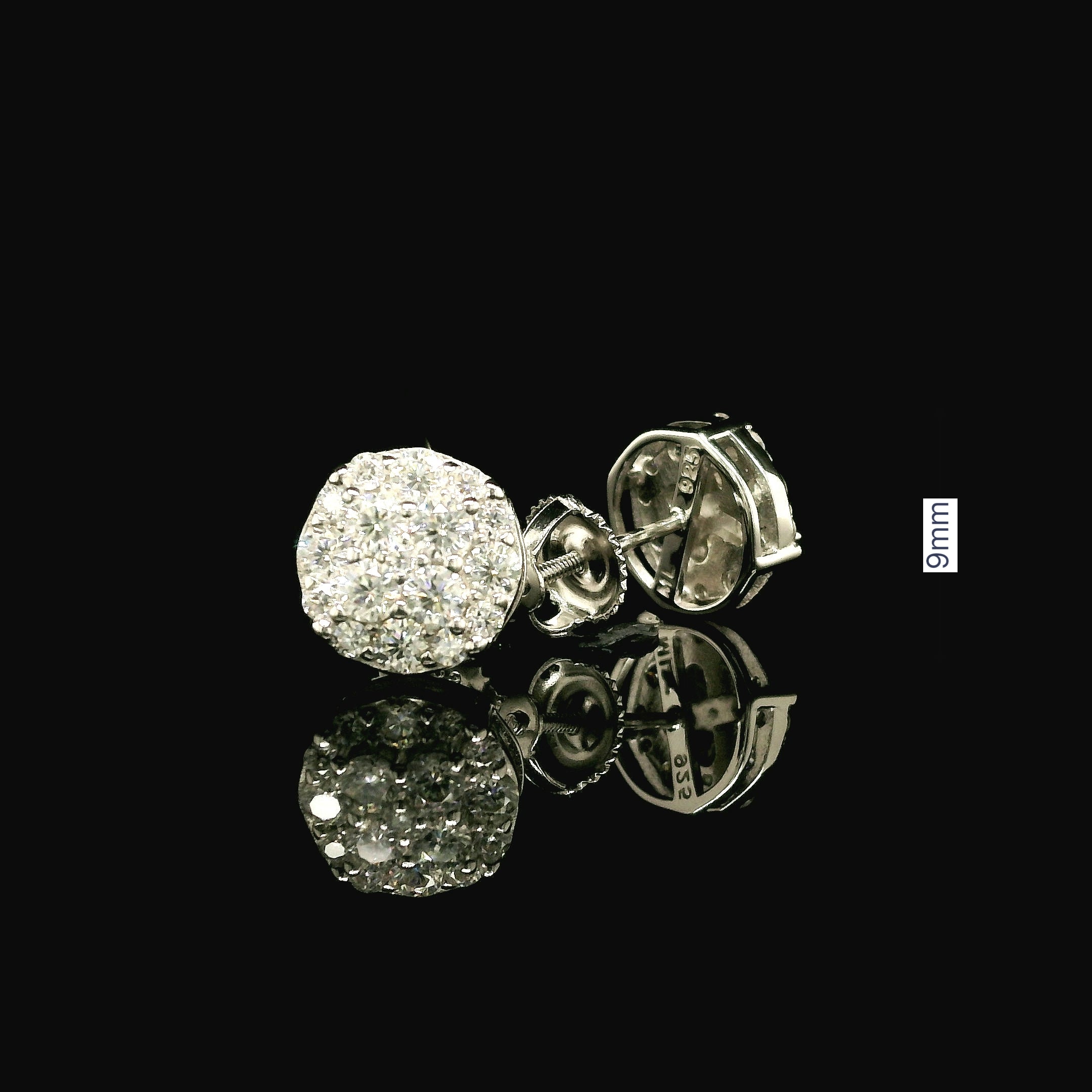 Dazzling Round Diamond Pave Stud Earrings | 9mm | VVS