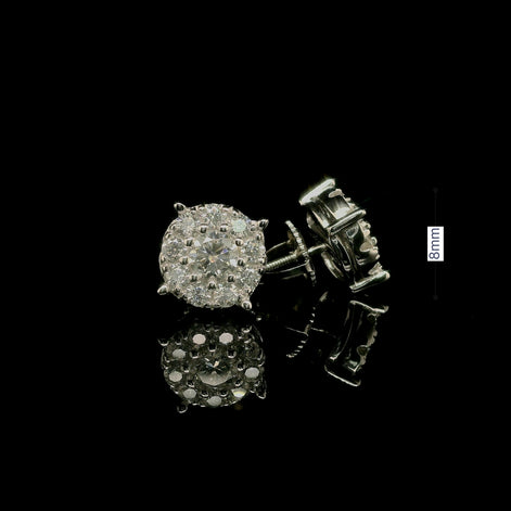 Men's Iced Out Round Moissanite Cluster Stud Earrings | 1.04ct | 8mm | VVS