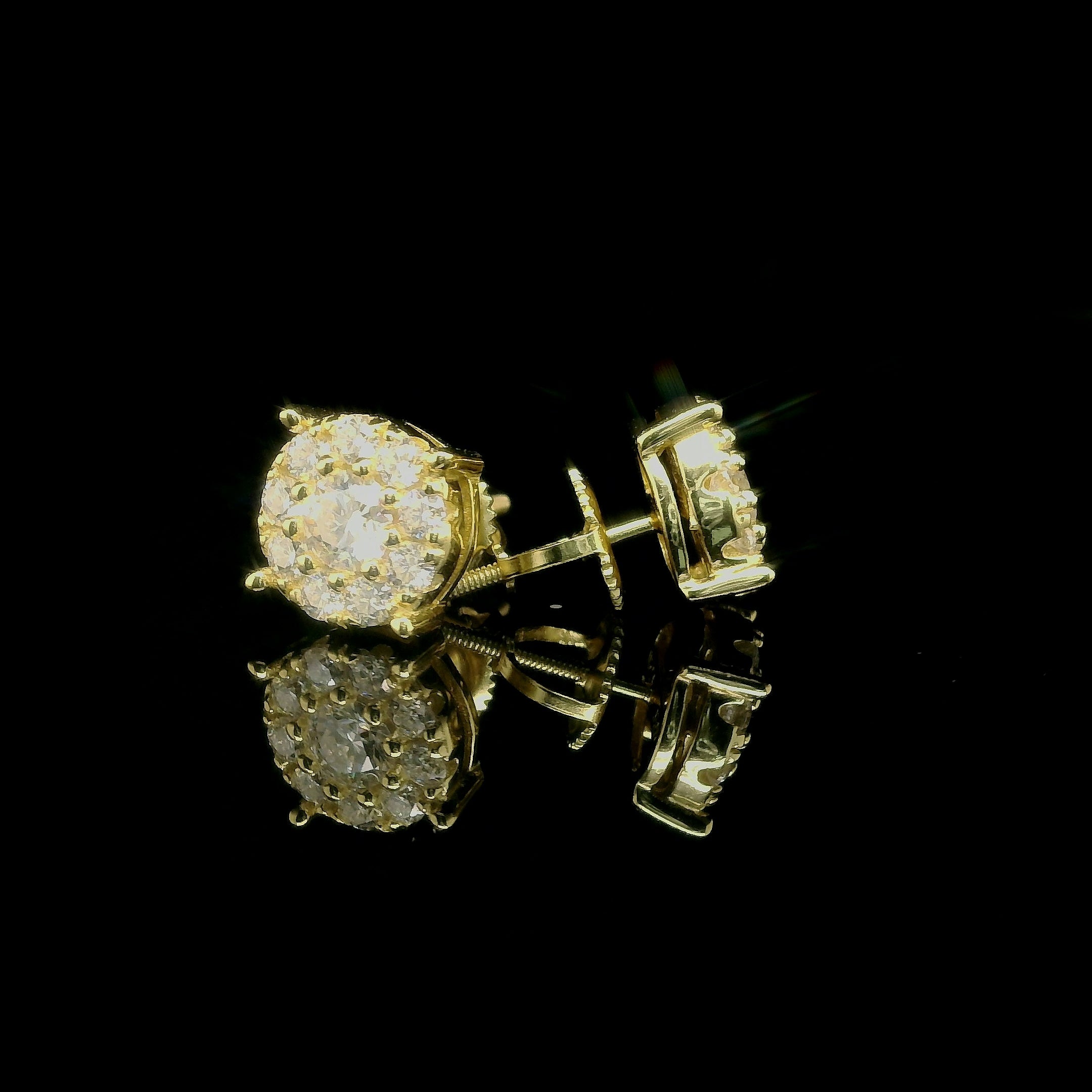 Men's Iced Out Round Moissanite Cluster Stud Earrings | 1.04ct | 8mm | VVS