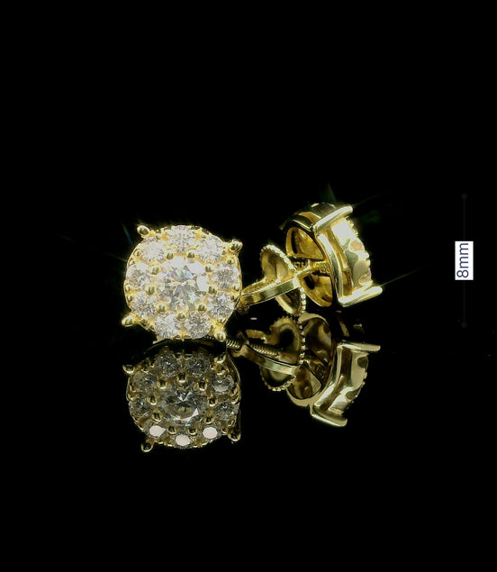 Men's Iced Out Round Moissanite Cluster Stud Earrings | 1.04ct | 8mm | VVS