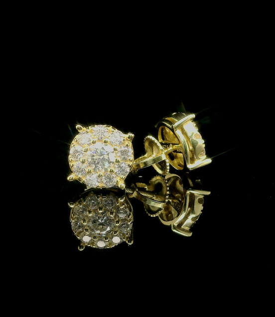 Men's Iced Out Round Moissanite Cluster Stud Earrings | 1.04ct | 8mm | VVS