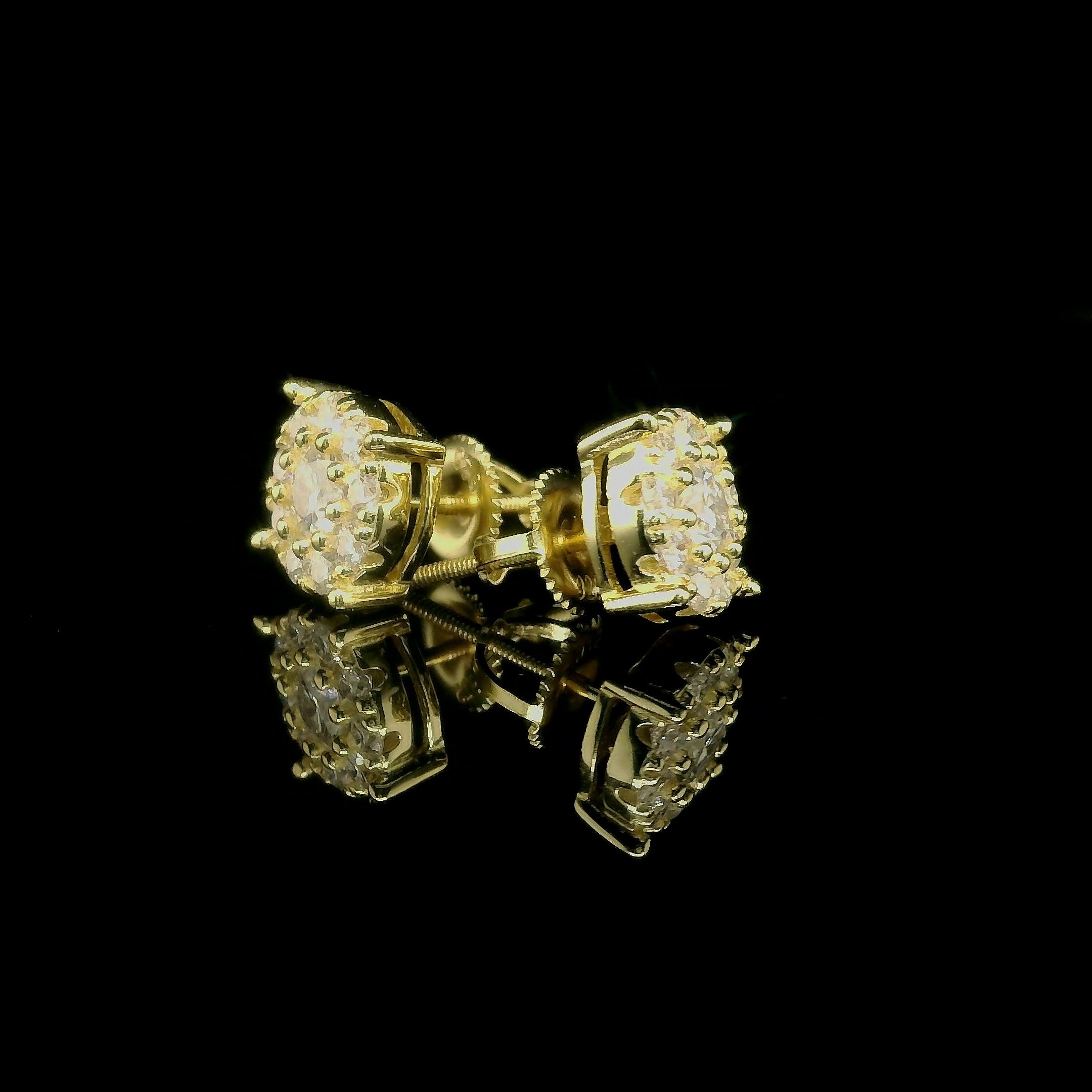 Men's Iced Out Round Moissanite Cluster Stud Earrings | 1.04ct | 8mm | VVS