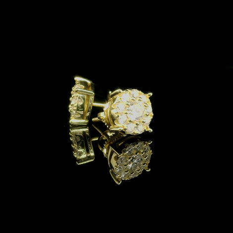 Men's Iced Out Round Moissanite Cluster Stud Earrings | 1.04ct | 8mm | VVS