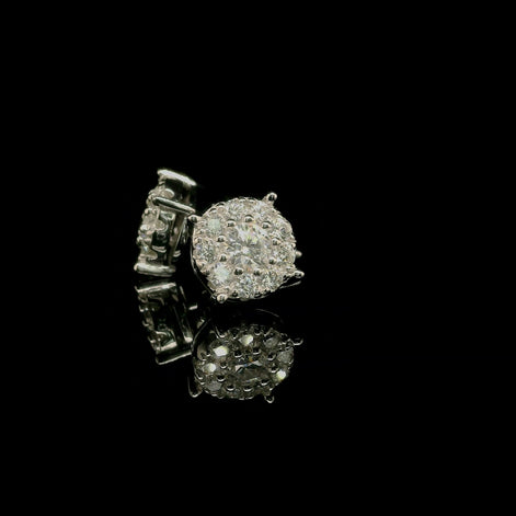 Men's Iced Out Round Moissanite Cluster Stud Earrings | 1.04ct | 8mm | VVS