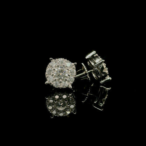 Men's Iced Out Round Moissanite Cluster Stud Earrings | 1.04ct | 8mm | VVS