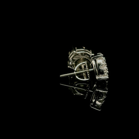 Men's Iced Out Round Moissanite Cluster Stud Earrings | 1.04ct | 8mm | VVS