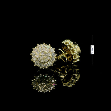 Men's Iced Out Round Moissanite Cluster Stud Earrings | 0.77ct | 10mm | VVS