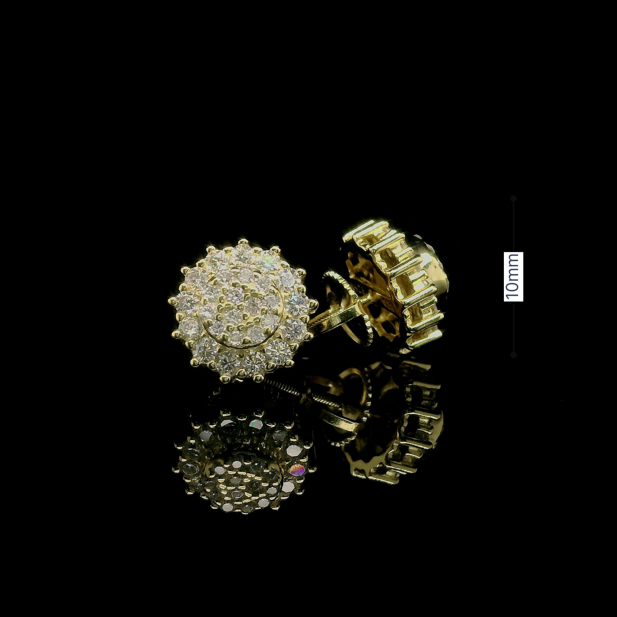 Men's Iced Out Round Moissanite Cluster Stud Earrings | 0.77ct | 10mm | VVS