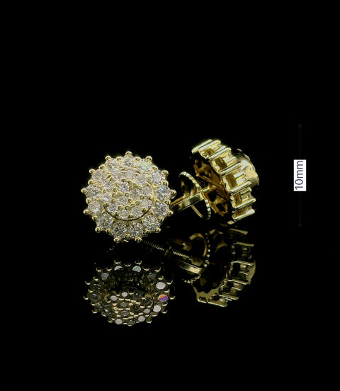 Men's Iced Out Round Moissanite Cluster Stud Earrings | 0.77ct | 10mm | VVS