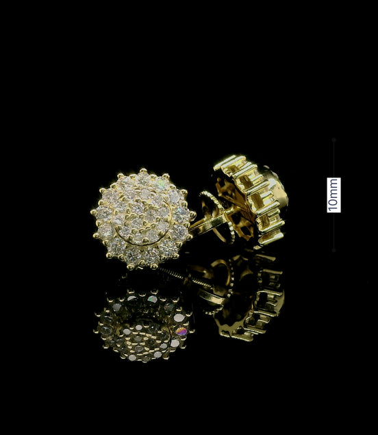 Men's Iced Out Round Moissanite Cluster Stud Earrings | 0.77ct | 10mm | VVS