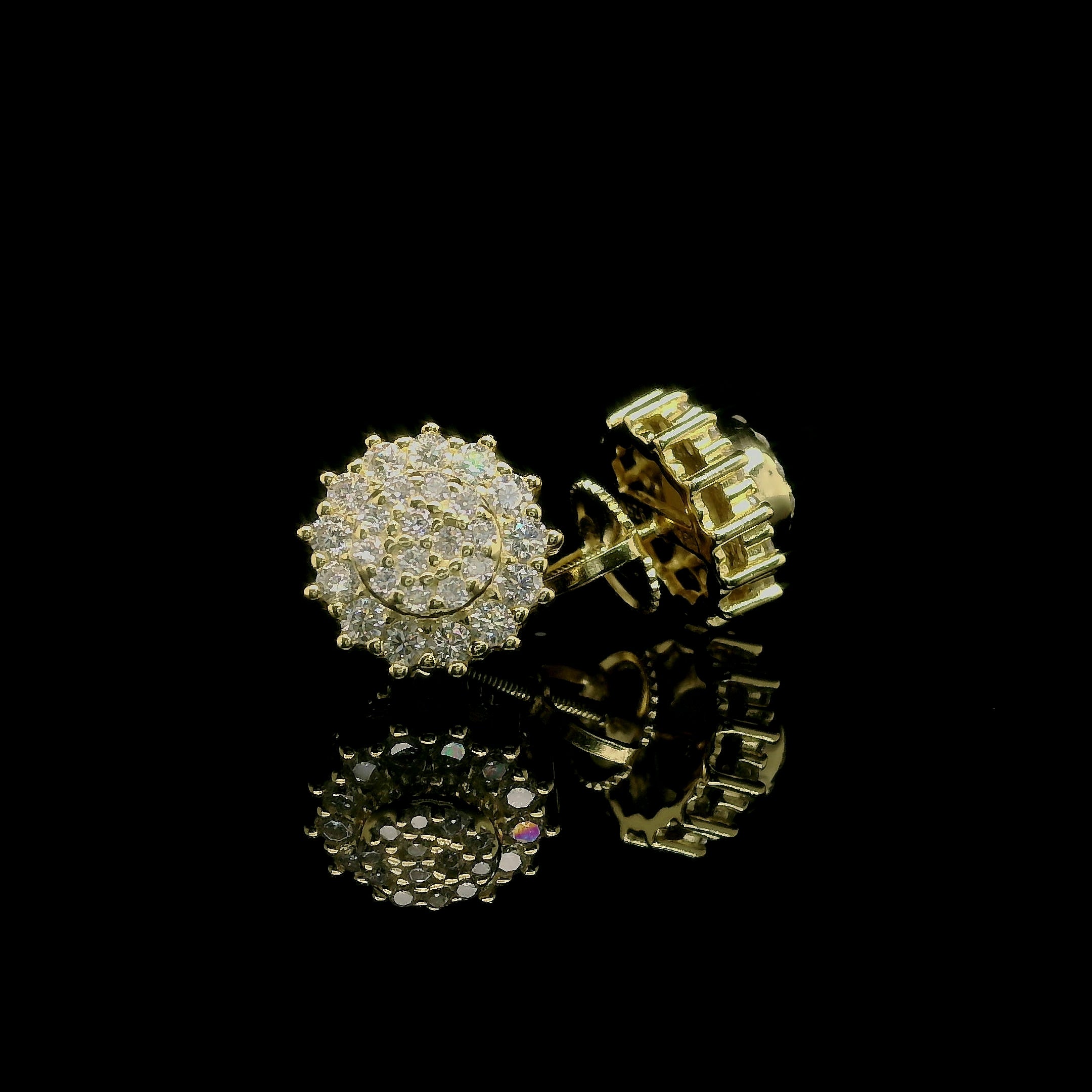 Men's Iced Out Round Moissanite Cluster Stud Earrings | 0.77ct | 10mm | VVS