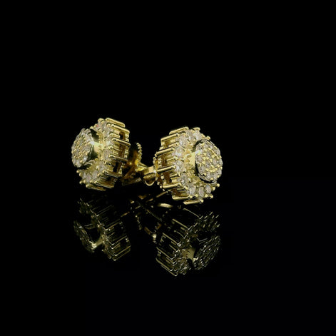 Men's Iced Out Round Moissanite Cluster Stud Earrings | 0.77ct | 10mm | VVS