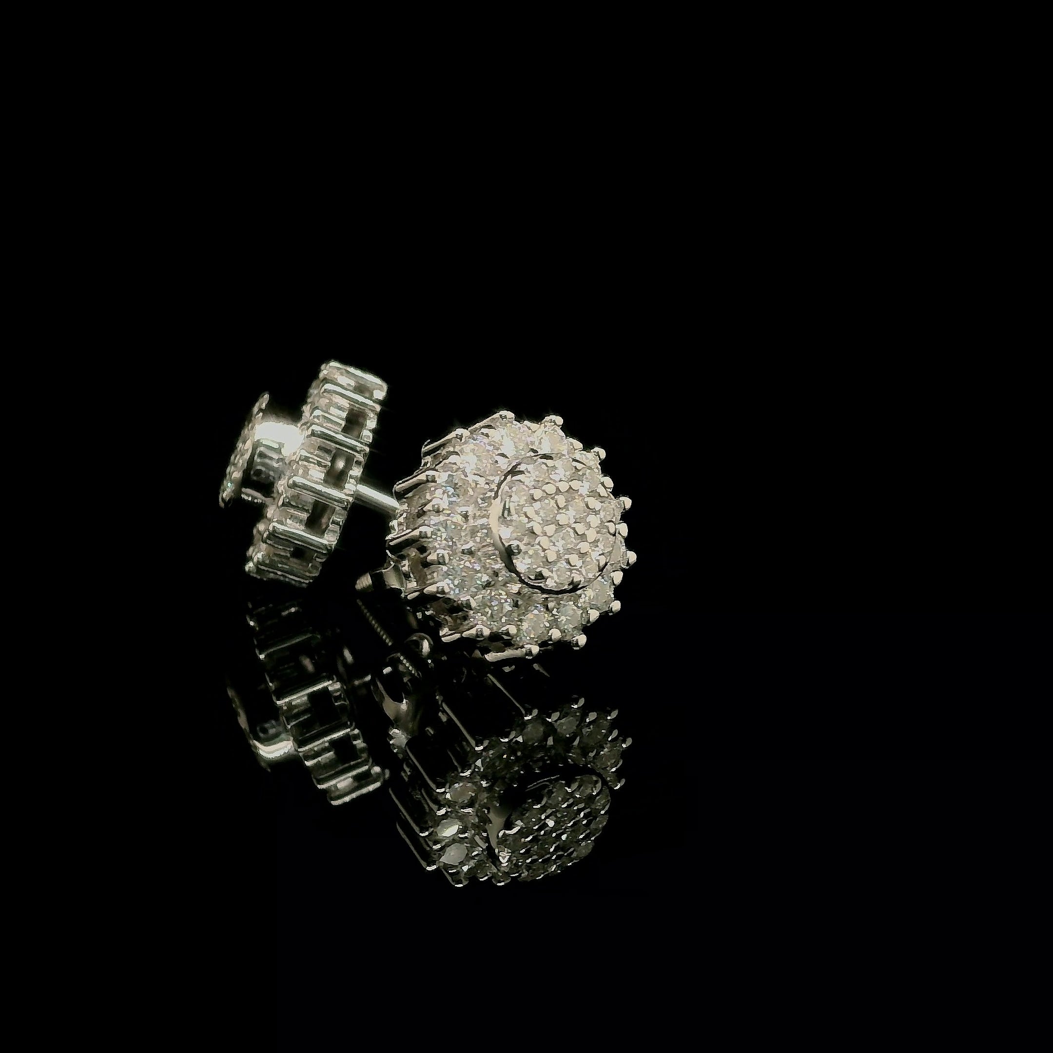 Men's Iced Out Round Moissanite Cluster Stud Earrings | 0.77ct | 10mm | VVS