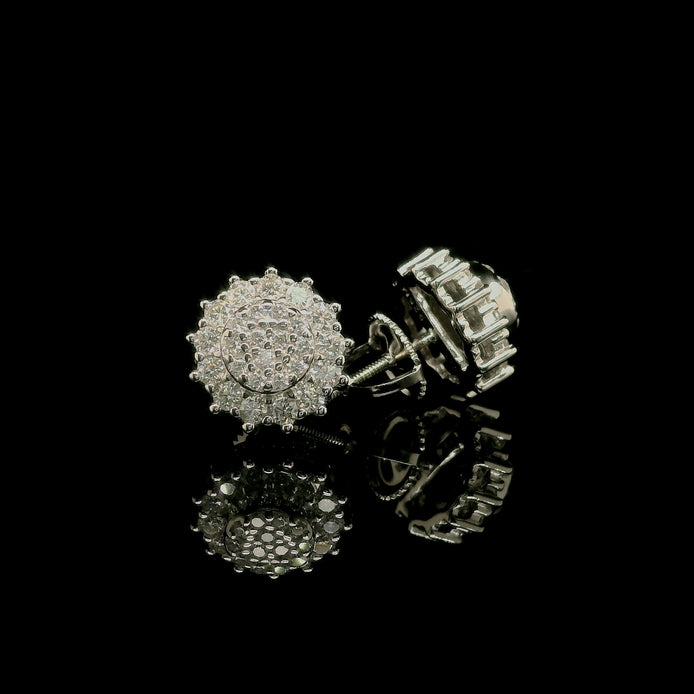 Men's Iced Out Round Moissanite Cluster Stud Earrings | 0.77ct | 10mm | VVS