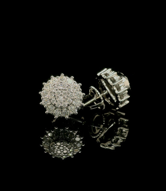 Men's Iced Out Round Moissanite Cluster Stud Earrings | 0.77ct | 10mm | VVS