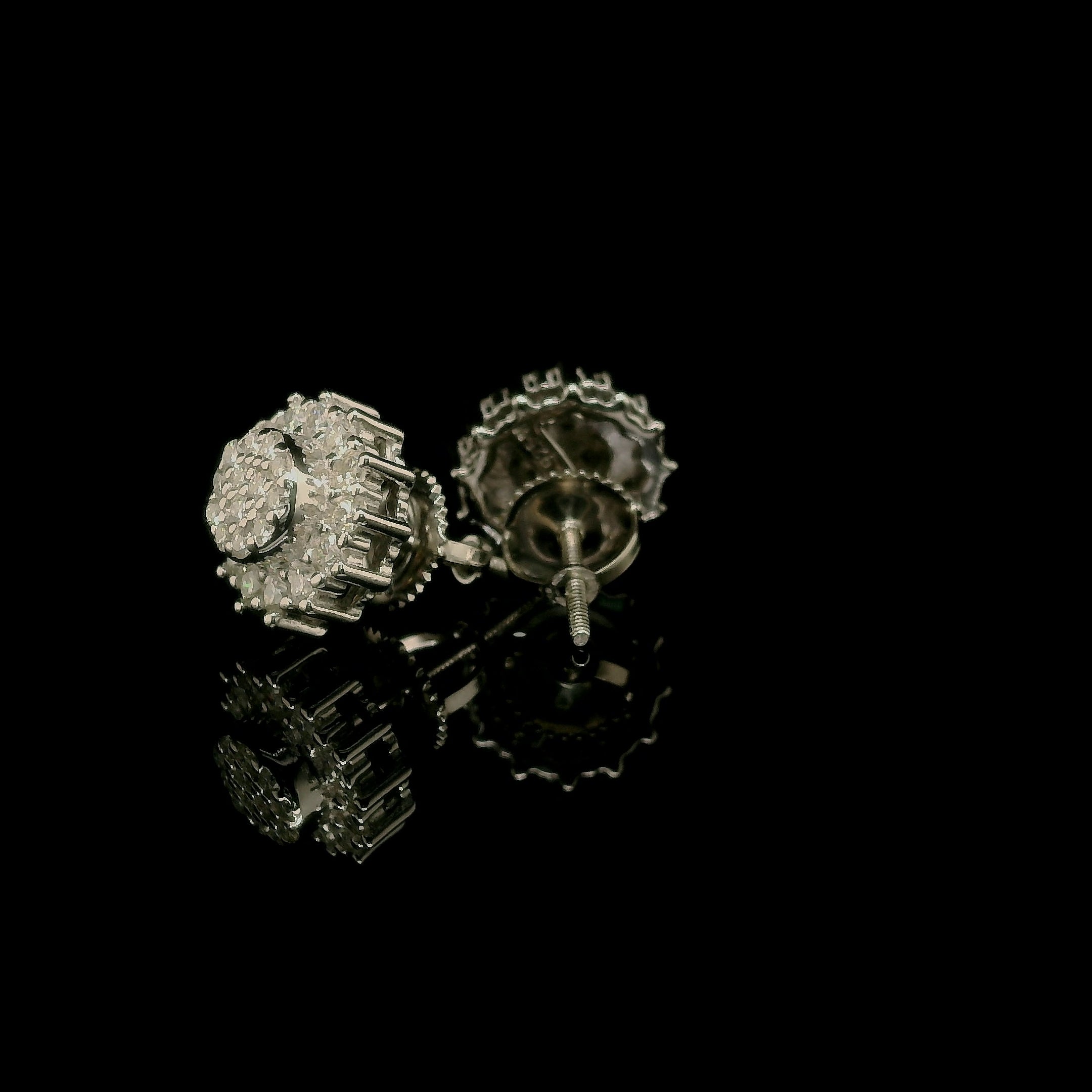 Men's Iced Out Round Moissanite Cluster Stud Earrings | 0.77ct | 10mm | VVS