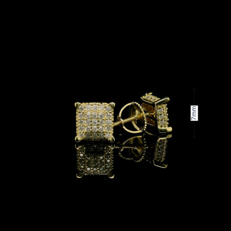 Men's Iced Out Square Cubic Zirconia Stud Earrings | 0.45ct | 7mm | VVS