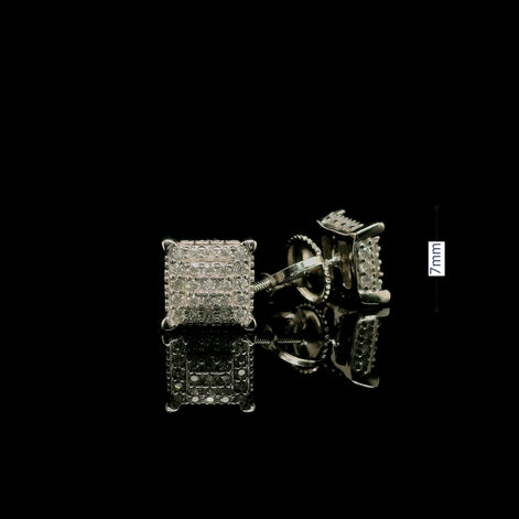 Men's Iced Out Square Cubic Zirconia Stud Earrings | 0.45ct | 7mm | VVS