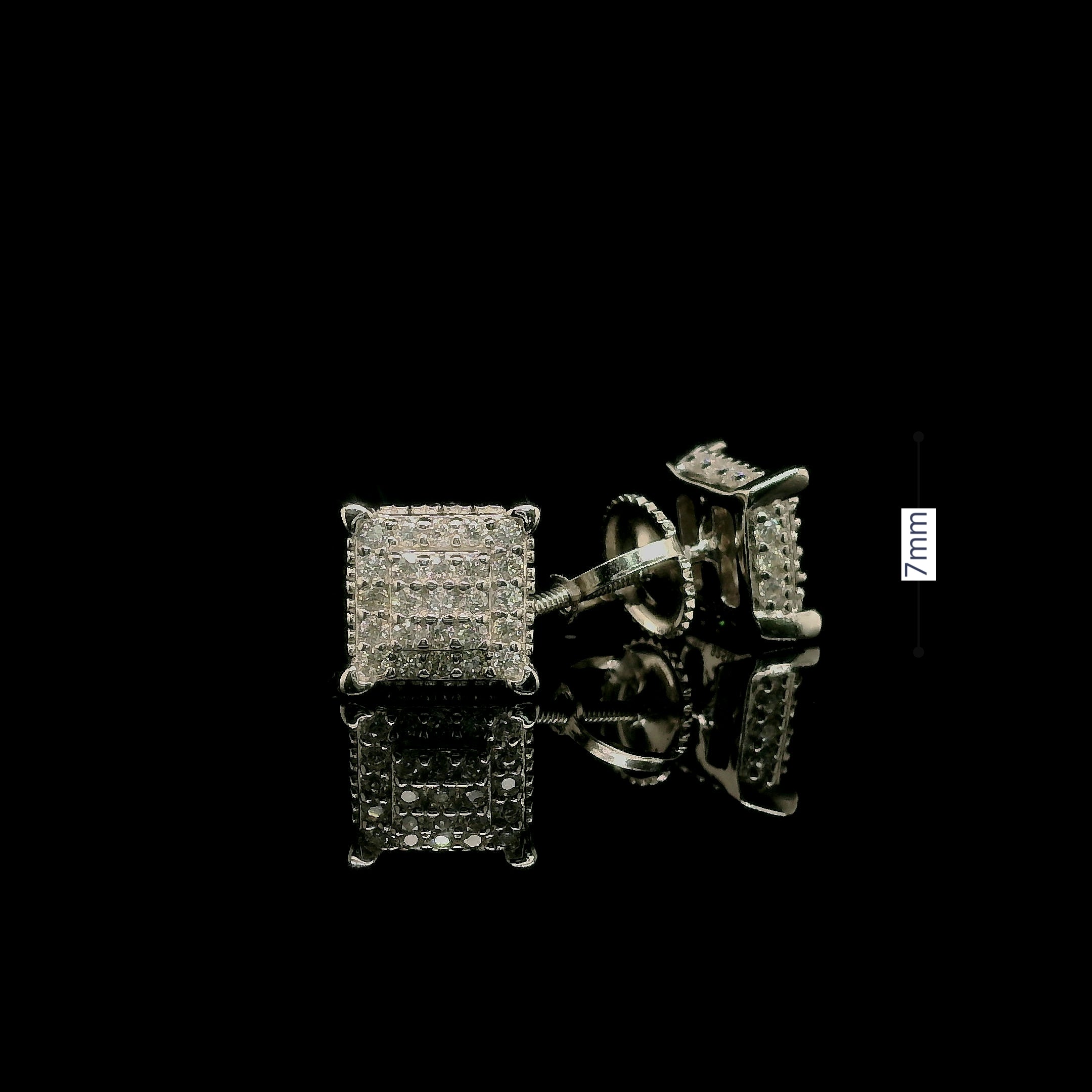 Men's Iced Out Square Cubic Zirconia Stud Earrings | 0.45ct | 7mm | VVS