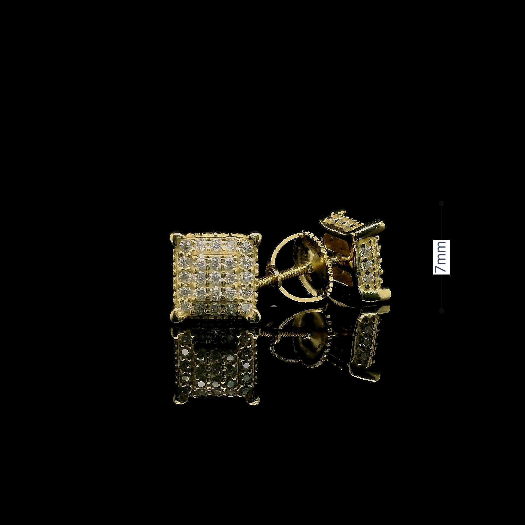 Men's Iced Out Square Cubic Zirconia Stud Earrings | 0.45ct | 7mm | VVS