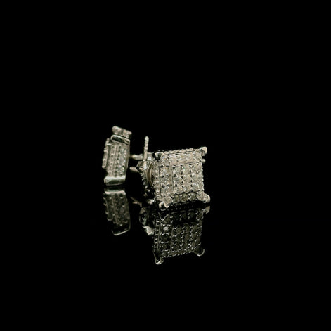 Men's Iced Out Square Cubic Zirconia Stud Earrings | 0.45ct | 7mm | VVS