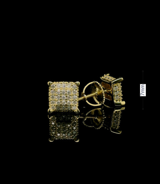 Men's Iced Out Square Cubic Zirconia Stud Earrings | 0.45ct | 7mm | VVS