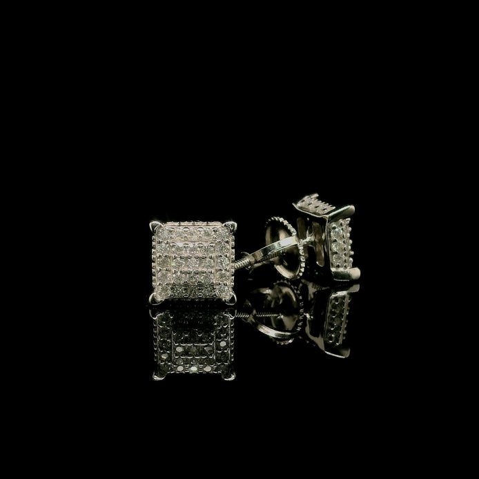 Men's Iced Out Square Moissanite Stud Earrings | 0.45ct | 7mm | VVS
